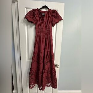 Anthropologie Somerset Burgundy Lace Dress
